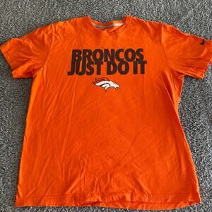 Nike NFL Denver Broncos Just Do It Logo Orange Short Sleeve Shirt Men's XL